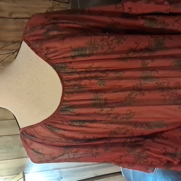 Free People Red Sunsetter Bell Sleeves Mini Dress Size M - Picture 6 of 8